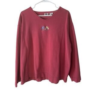 Vintage Sutton Sportswear Embroidered Floral Pink Shenandoah Long Sleeve XL